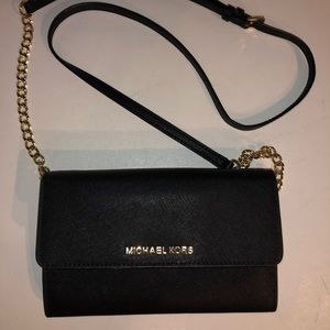 Michael Kors Black Travel Leather Crossbody